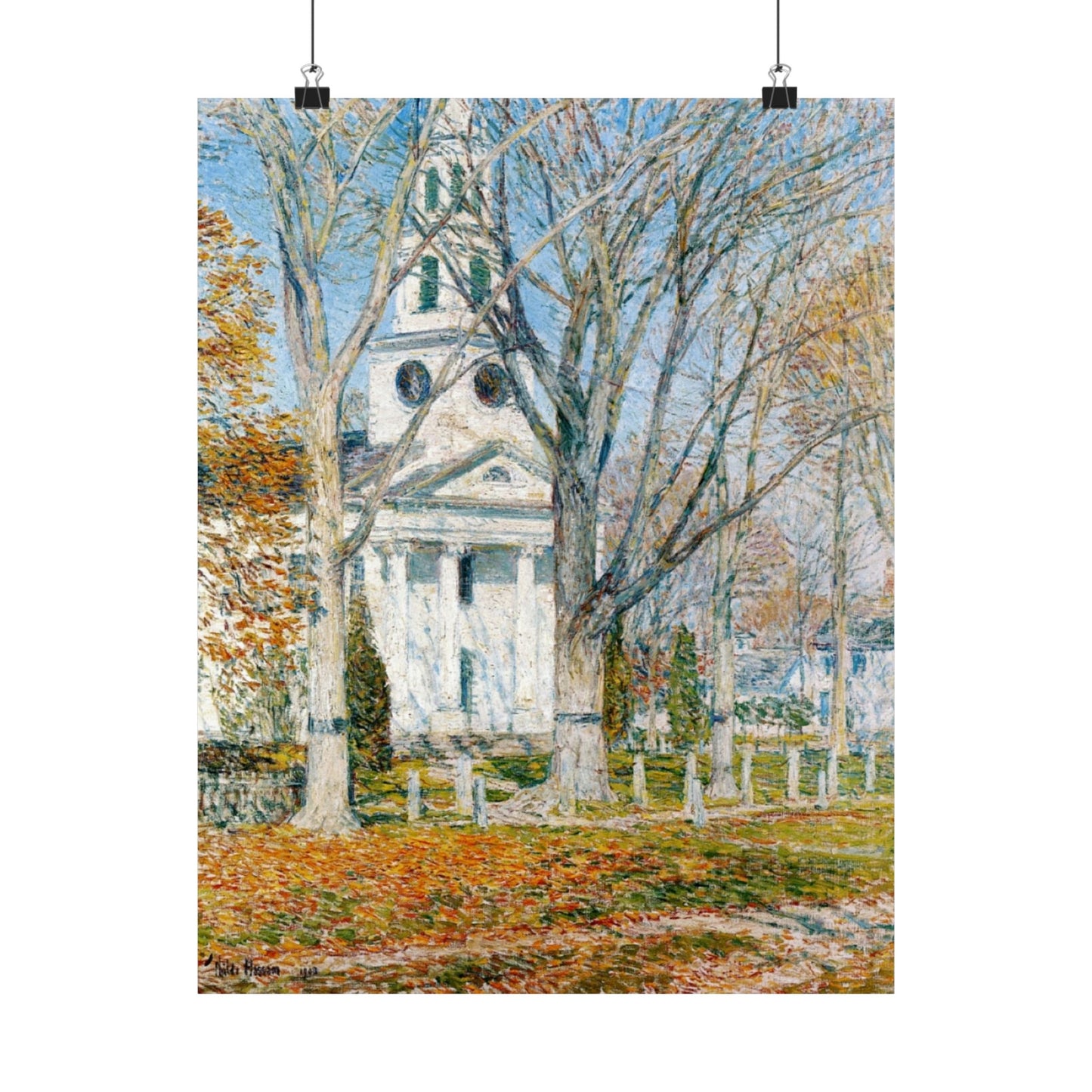 Church at Old Lyme by Childe Hassam, Impressionist Cityscape Art Print, Classic American Artwork Poster