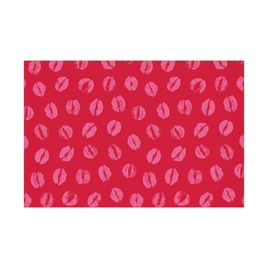 Chic Pink Lipstick Kisses Gift Wrap, Birthday Wrapping Paper, Stylish Red and Pink Design