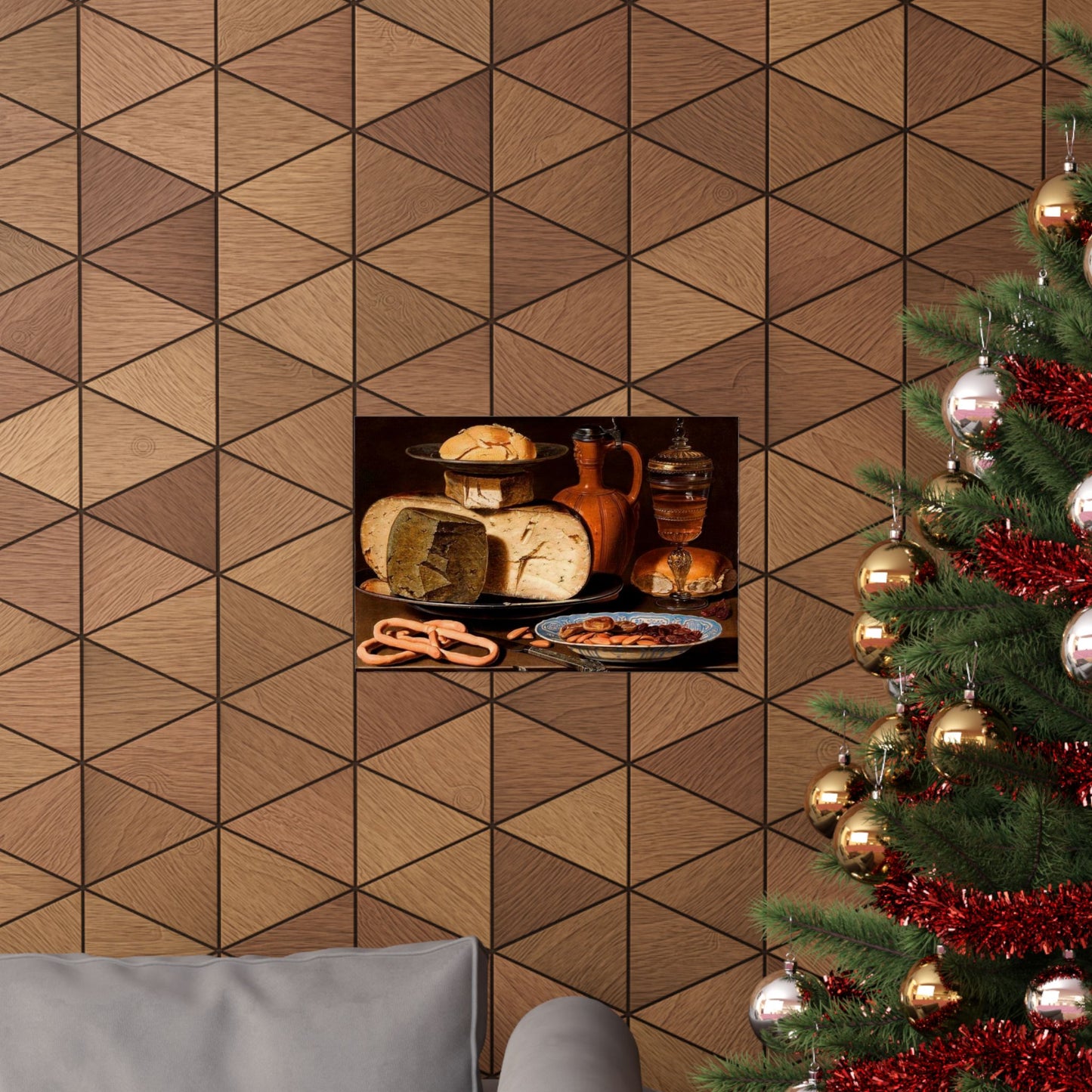 Clara Peeters' Still Life with Cheeses, Almonds and Pretzels Print - Classic Dutch Art Poster for Kitchen and Dining Decor