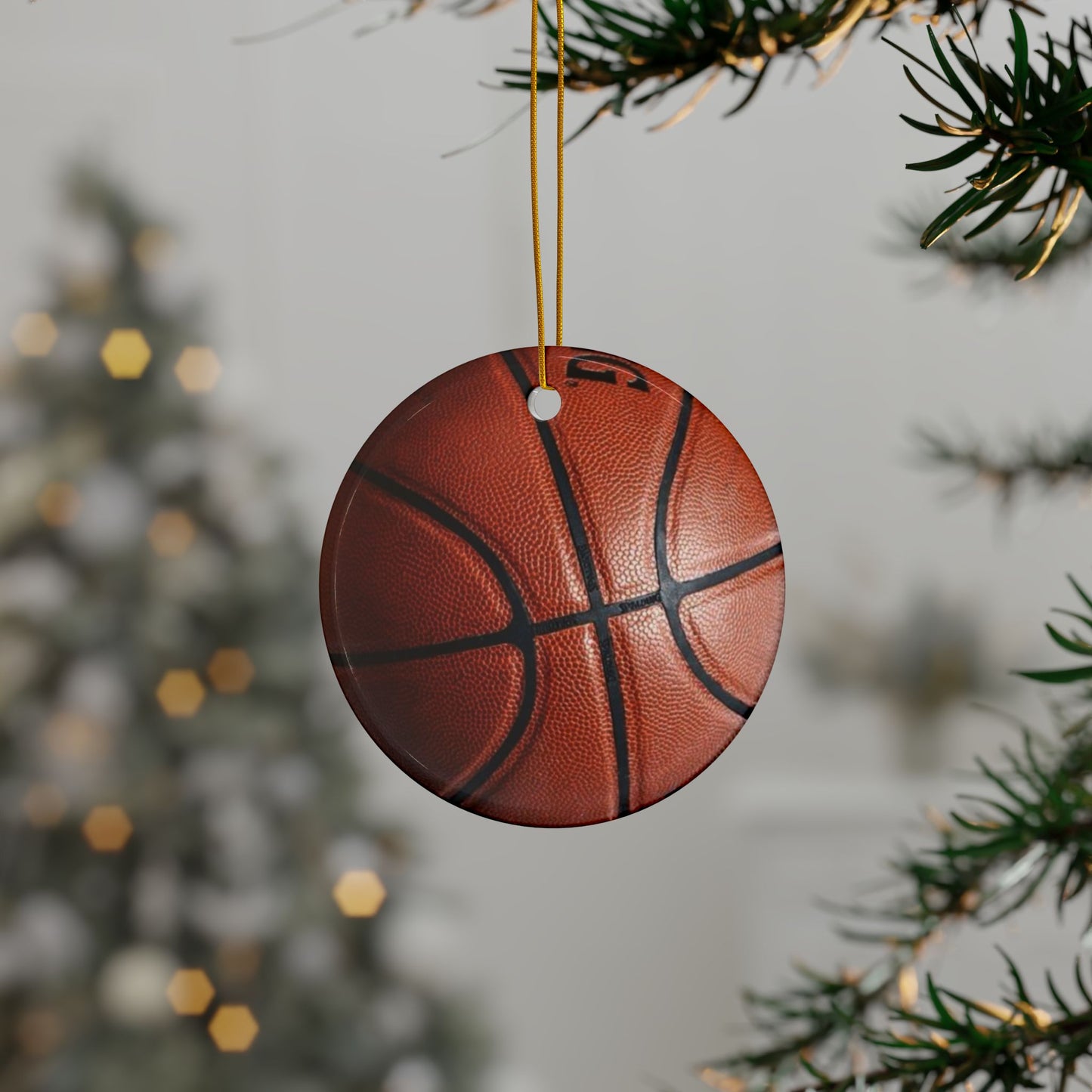 Basketball Ornament, Sports Fan Christmas Decor, Athlete Gift for Him, Double Sided, Holiday Keepsake, Basketball Stocking, Flat Surface