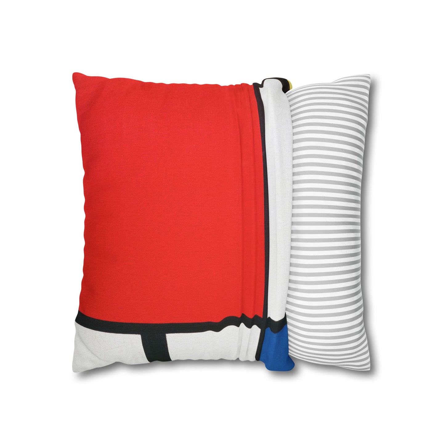 Square Pillowcase, Piet Mondrian Composition with Red Blue Yellow, Abstract Home Decor, Modern Interior, Housewarming Gift, Spun Polyester