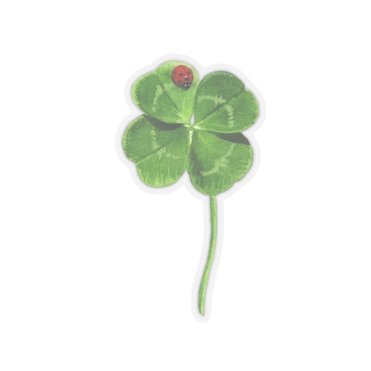 Lucky Clover Sticker, Good Luck Fortune Ladybug Decal, St Patrick Day Gift, Irish Theme, Holiday Decoration, Laptop Water Bottle Kindle