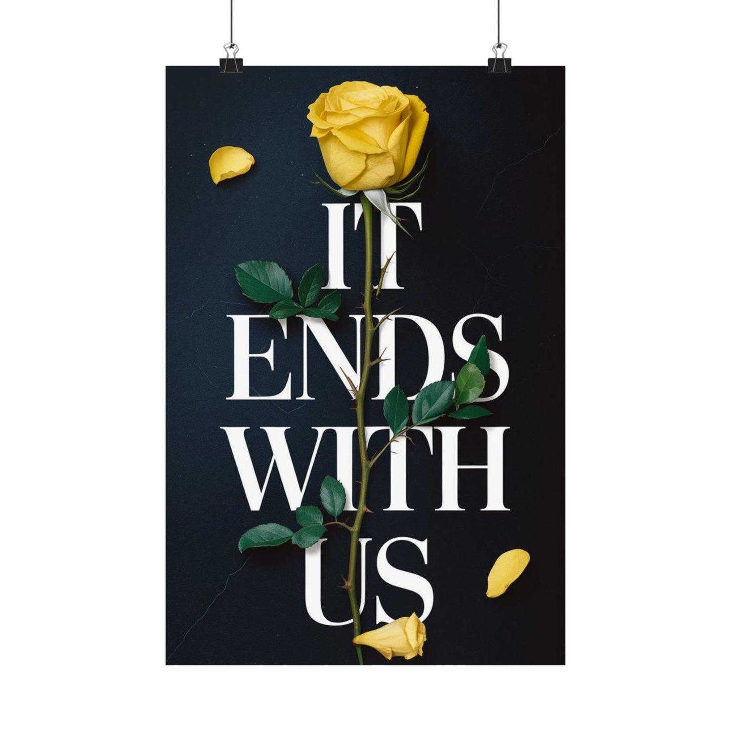 It Ends With Us Book Cover Poster - Yellow Rose & Thorns Illustration - Colleen Hoover Art Print - Gift for Readers