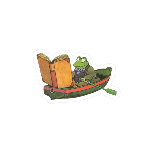 Vintage Frog Reading Sticker - High-Quality Kiss-Cut Vinyl Decal - Water, Scratch, UV Resistant - Unique Satin Finish Art