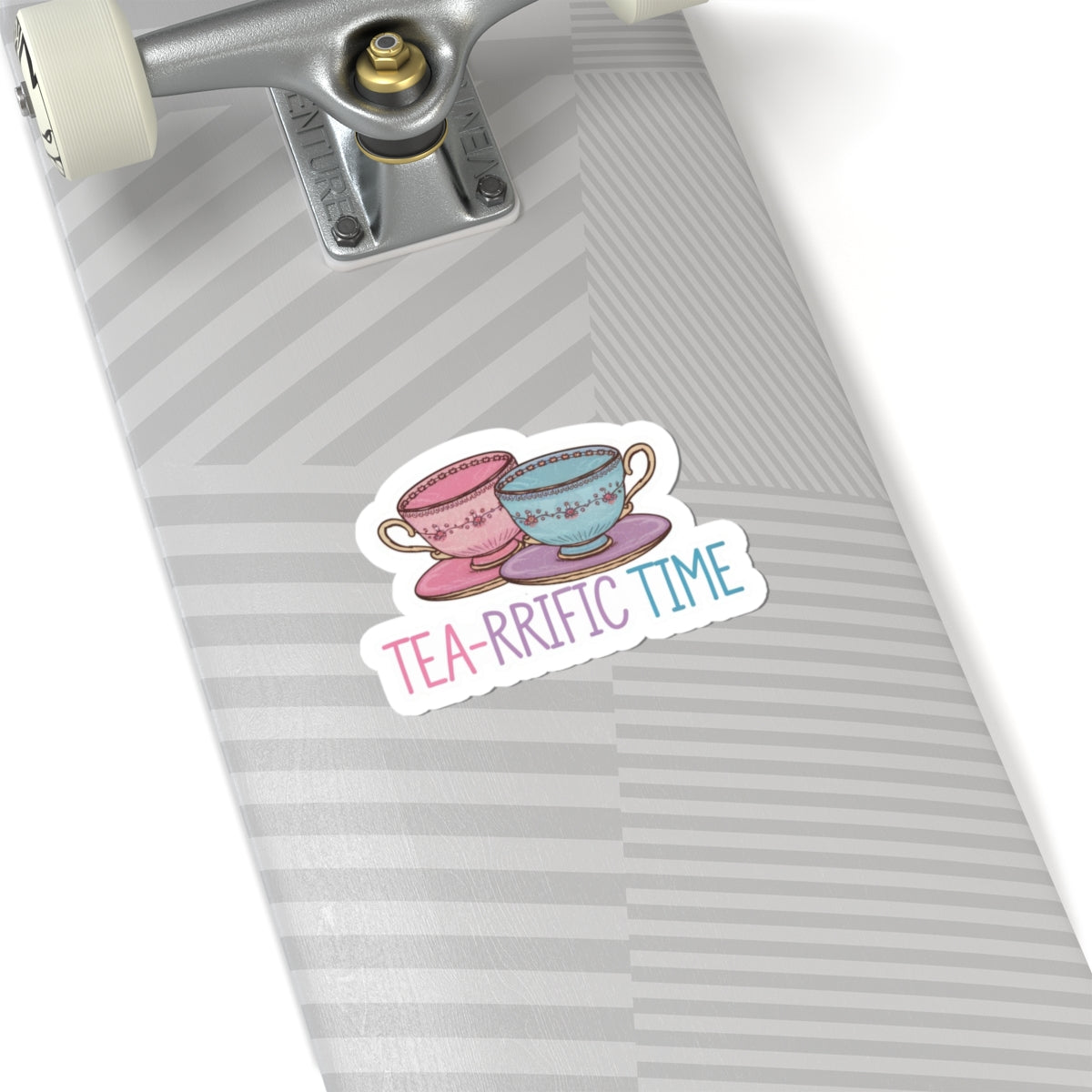 Tea Cups Kiss Cut Stickers, Tea-rrific Time Vinyl Sticker, Cute Pretty Tea Cups Decal, Pink Purple Blue Colors, Tea Lover Gift, Laptop