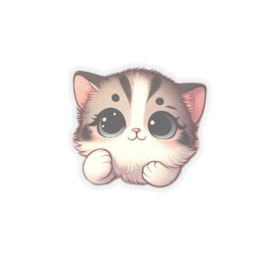 Cute Animated Kitten Vinyl Decal, High-Quality Laptop and Water Bottle and Kindle Sticker, Durable and Removable Cat Sticker