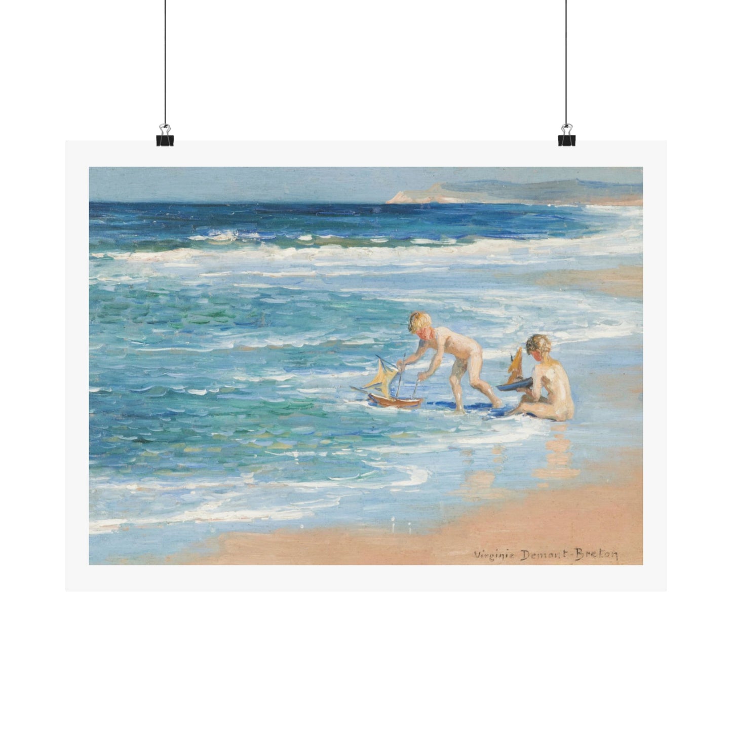 Virginie Demont Breton The Little Boats Print - Enhanced Resolution Beach Scene Poster - Childrens Maritime Adventures - Rare Art Find
