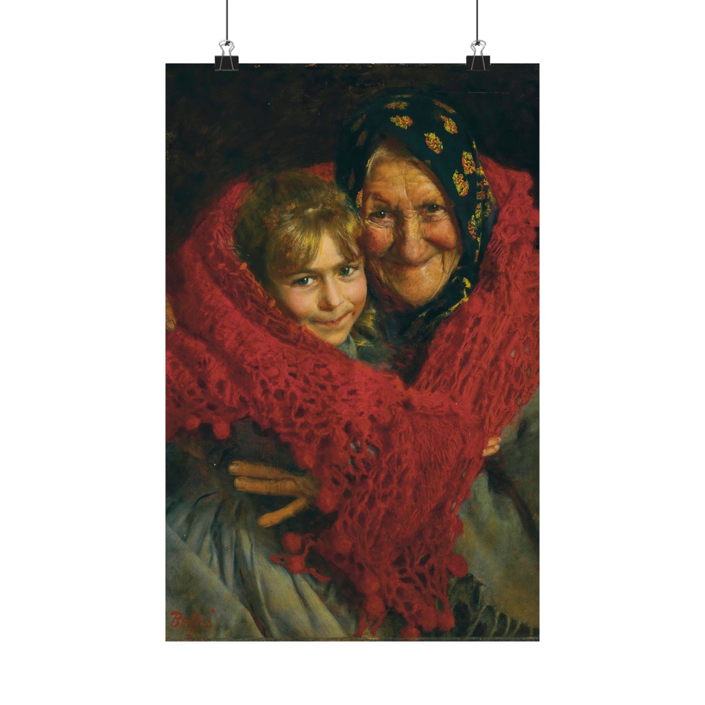 Gaetano Bellei Grandmother and Child Print - Classic Family Art Poster - Ideal Mothers Day Gift - Matte Poster
