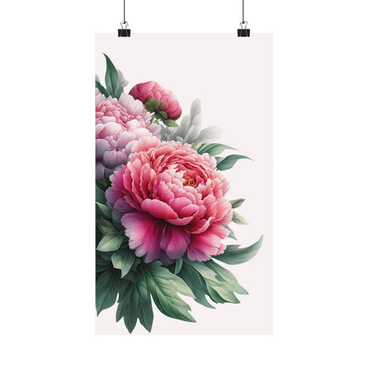 Watercolor Peonies Print, Soft Pink Floral Poster, Elegant Wall Art for Feminine Decor, Perfect for Bedroom or Living Room