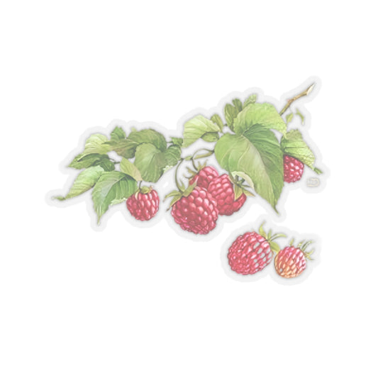 Natural Raspberry Kiss-Cut Sticker - Realistic Berry Design with Leaves, Perfect for Laptops, Journals, and Craft Projects