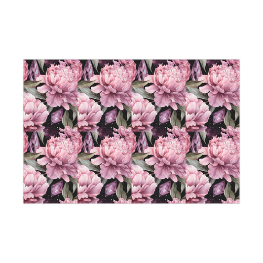 Pink Peonies and Crystal Dreams Gift Wrapping Paper - Luxurious and Elegant Floral Wrap