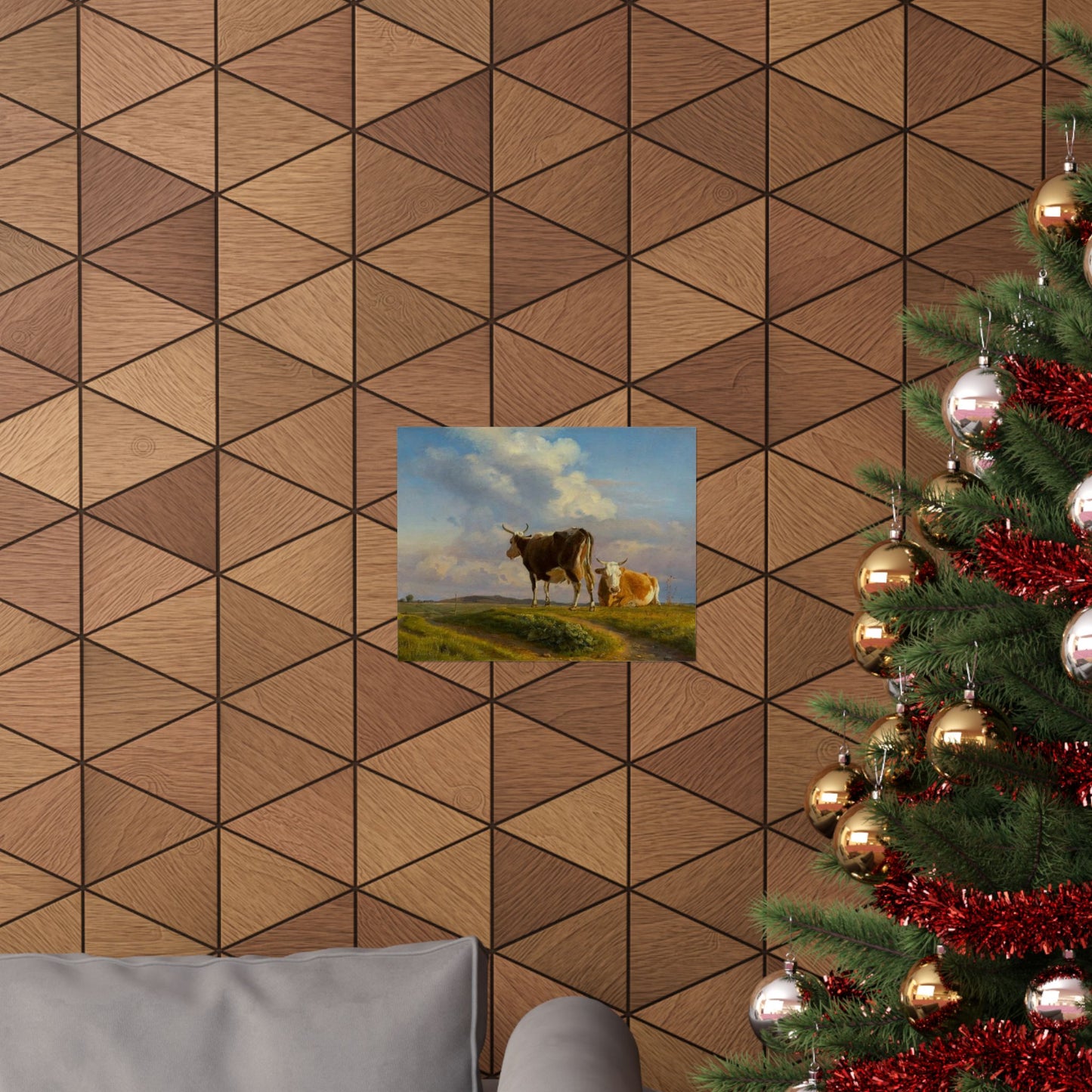 Johan Thomas Lundbye Two Cows in an Open Field Poster - Classic Danish Art for Cozy Home Decor