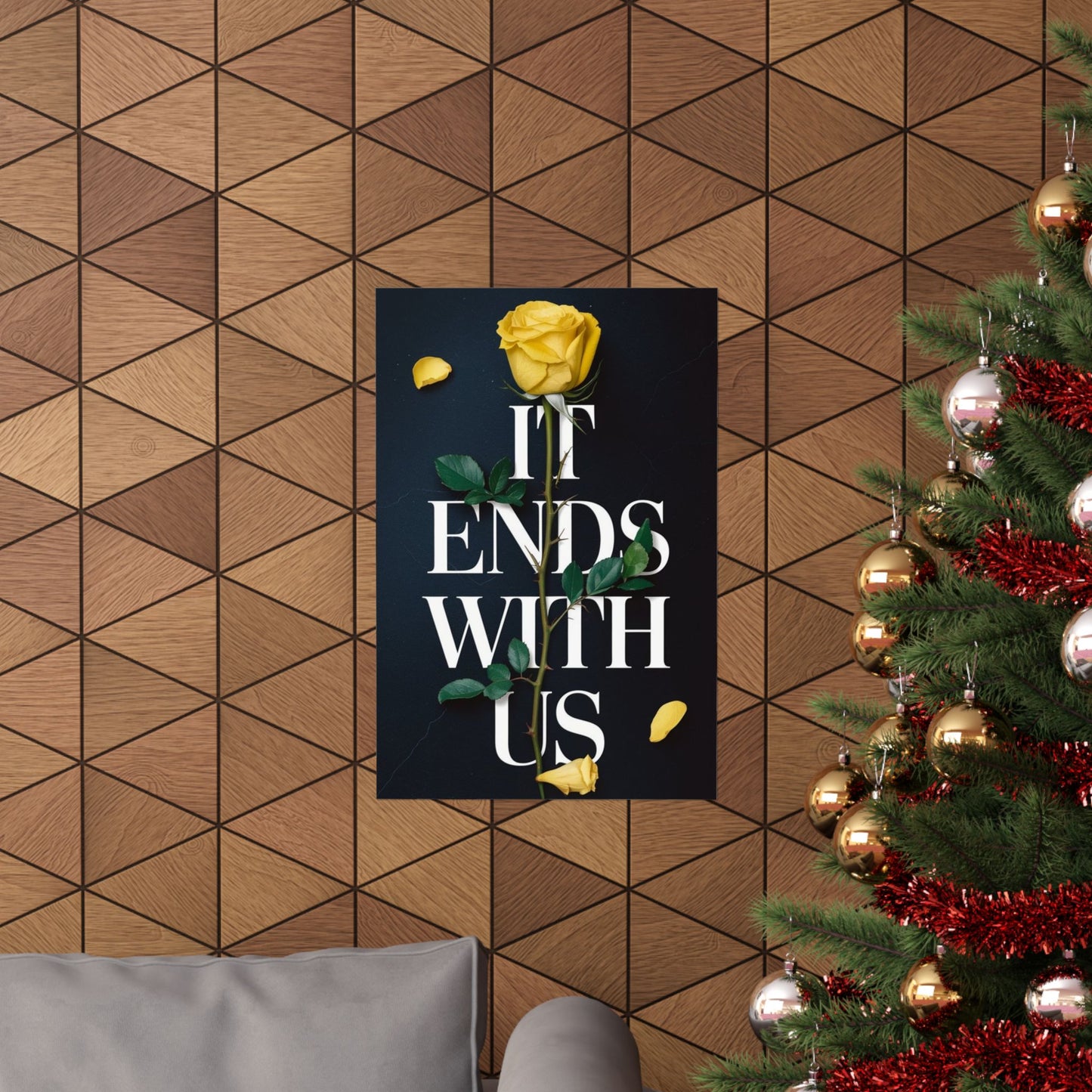 It Ends With Us Book Cover Poster - Yellow Rose & Thorns Illustration - Colleen Hoover Art Print - Gift for Readers