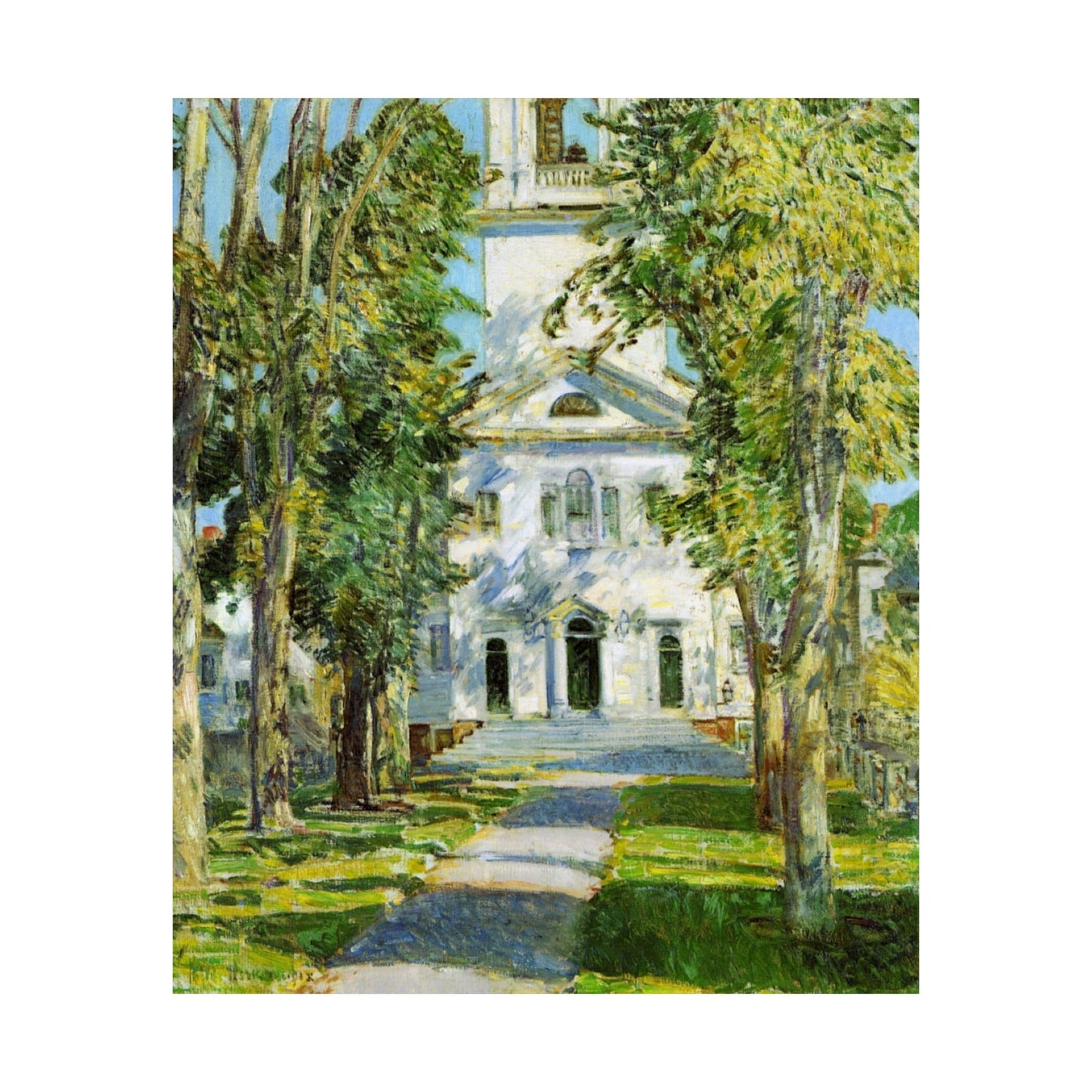 The Church at Gloucester by Childe Hassam, American Impressionist Art Print, New England Wall Decor