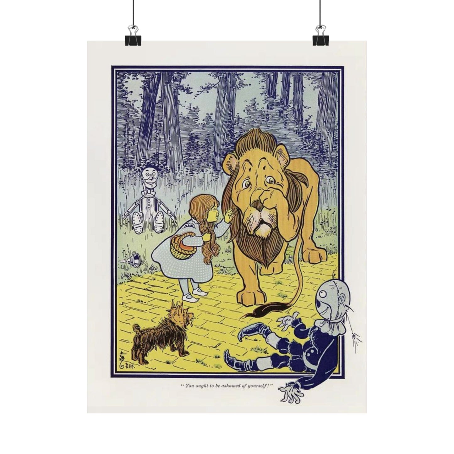 Vintage Dorothy Meets Cowardly Lion Wizard of Oz Print - 1900 L. Frank Baum Classic - William Denslow Illustration Poster