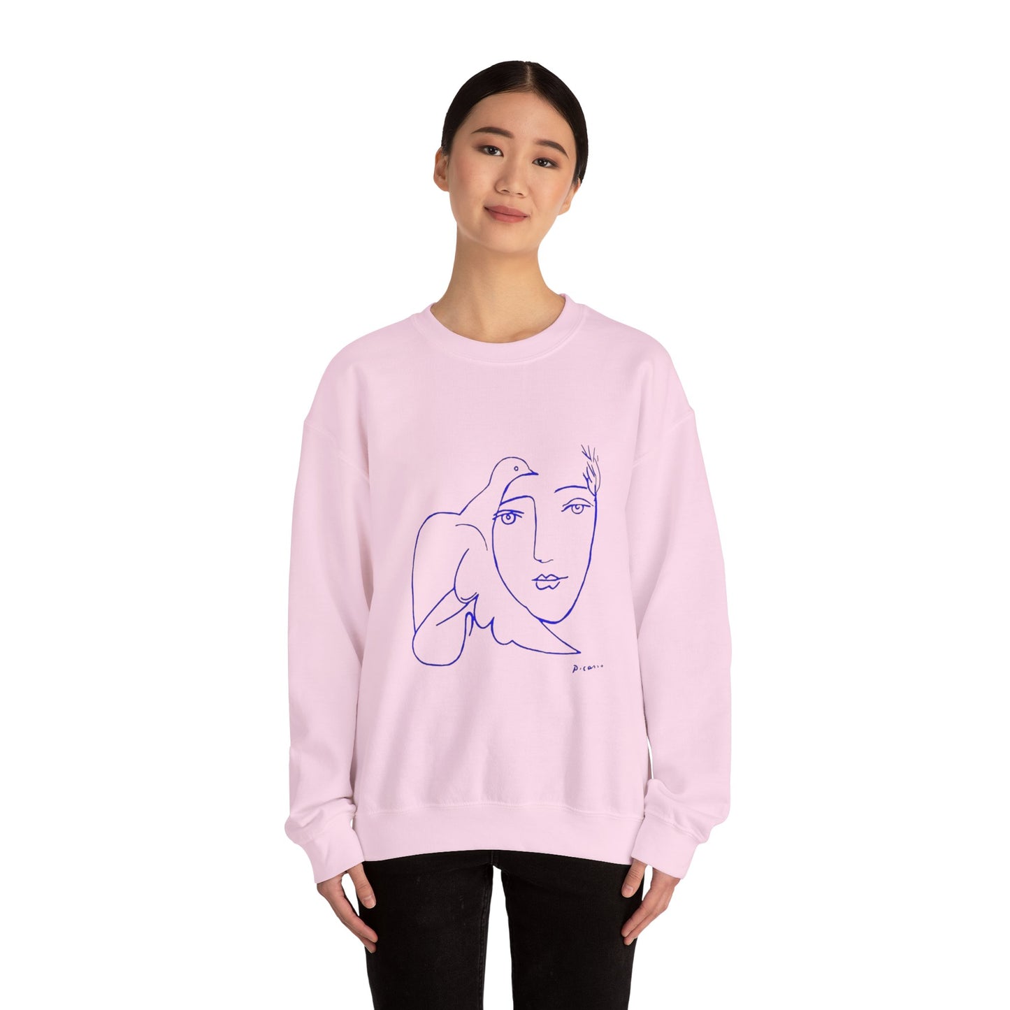 Picasso's Dove Sketch Sweatshirt, Abstract Face Line Art, Unisex Crewneck, Famous, Comfort Colors, Warm Apparel, Unique Style
