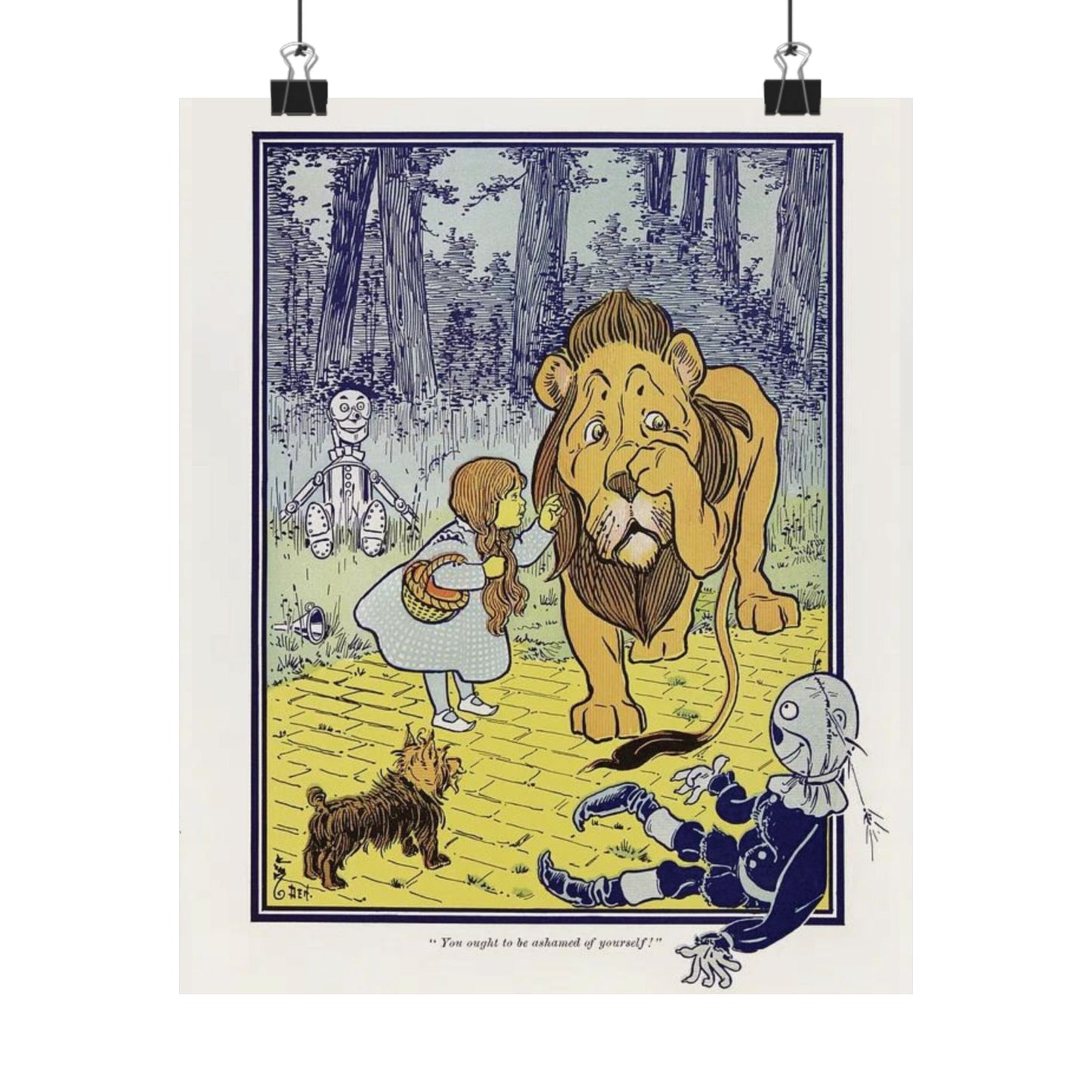 Vintage Dorothy Meets Cowardly Lion Wizard of Oz Print - 1900 L. Frank Baum Classic - William Denslow Illustration Poster