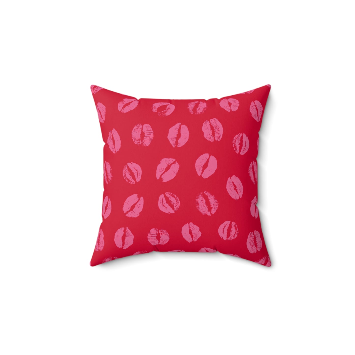 Kisses Square Red Pillow, Stylish Chic Accent Home Decor, Bold Design, Housewarming Gift