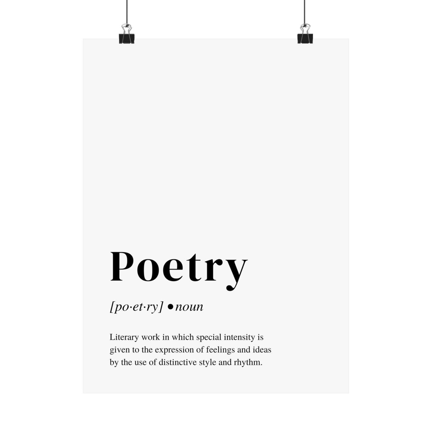 Poetry Definition Poster, Perfect Art Print Gift for Poets and Poetry Lovers