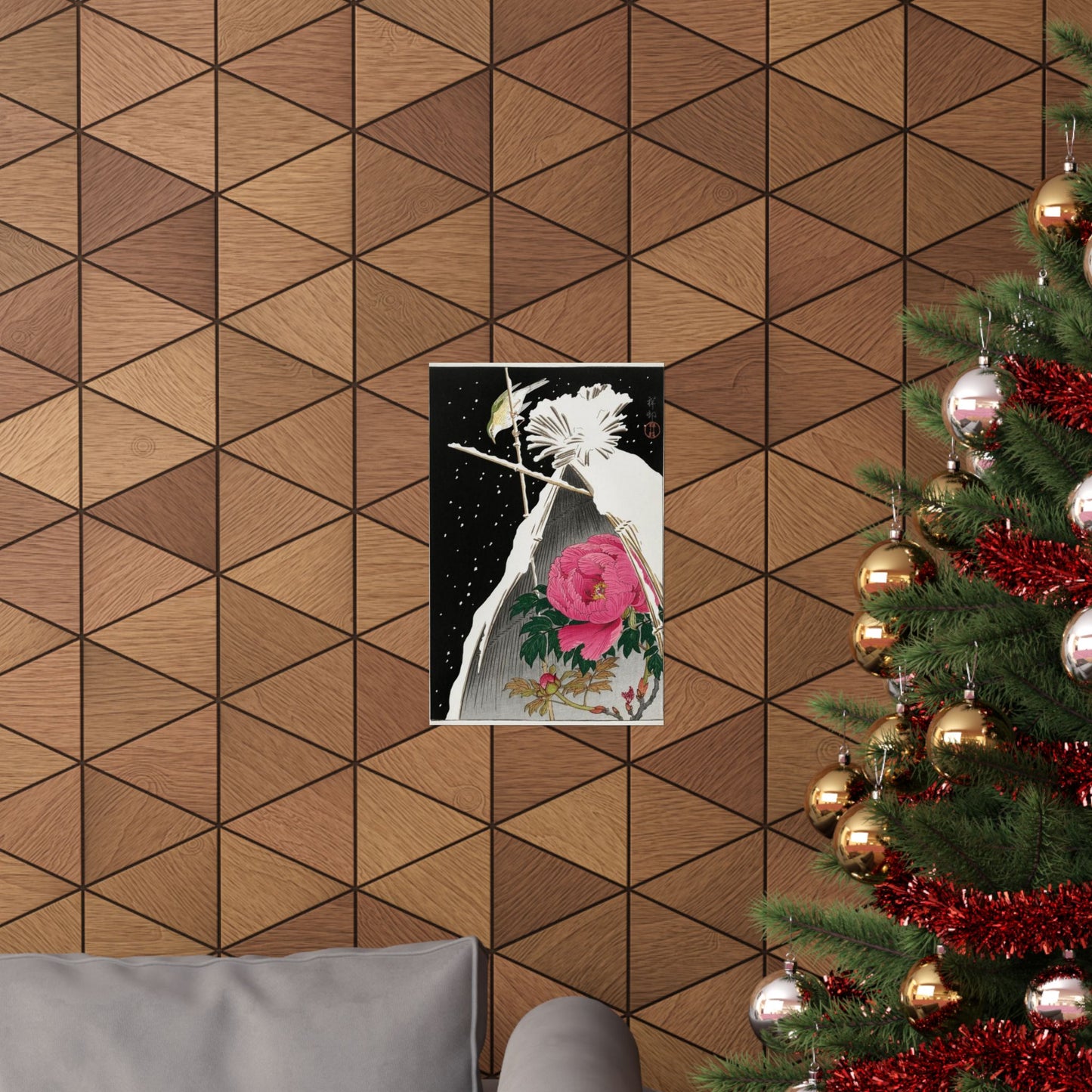 Japanese Art Print - Ohara Koson Siberian Bluechat and Peony Poster - Nature and Culture Wall Decor