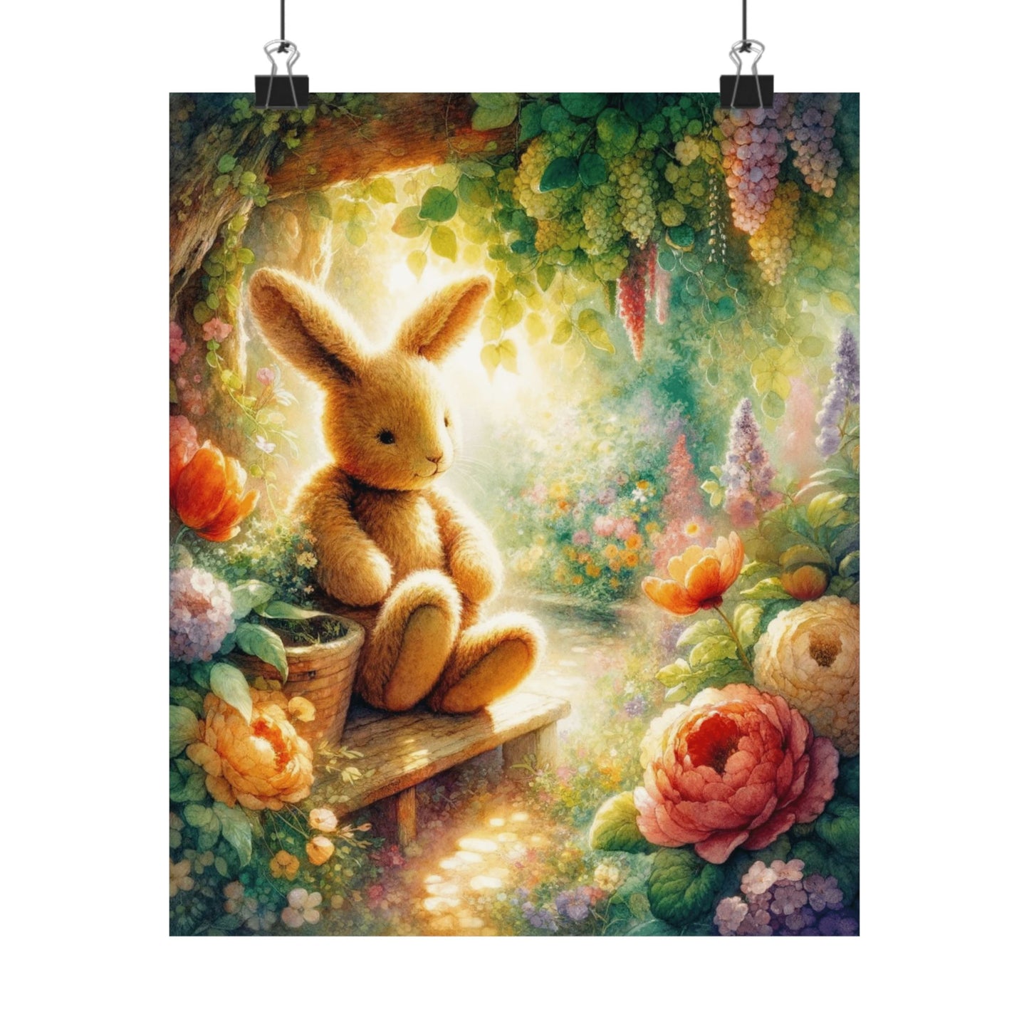 Art Print Inspired by The Velveteen Rabbit Book, Stuffed Bunny Illustration, Children Literature Poster, Ideal for Kid's Room Decor