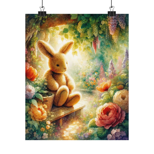 Art Print Inspired by The Velveteen Rabbit Book, Stuffed Bunny Illustration, Children Literature Poster, Ideal for Kid's Room Decor