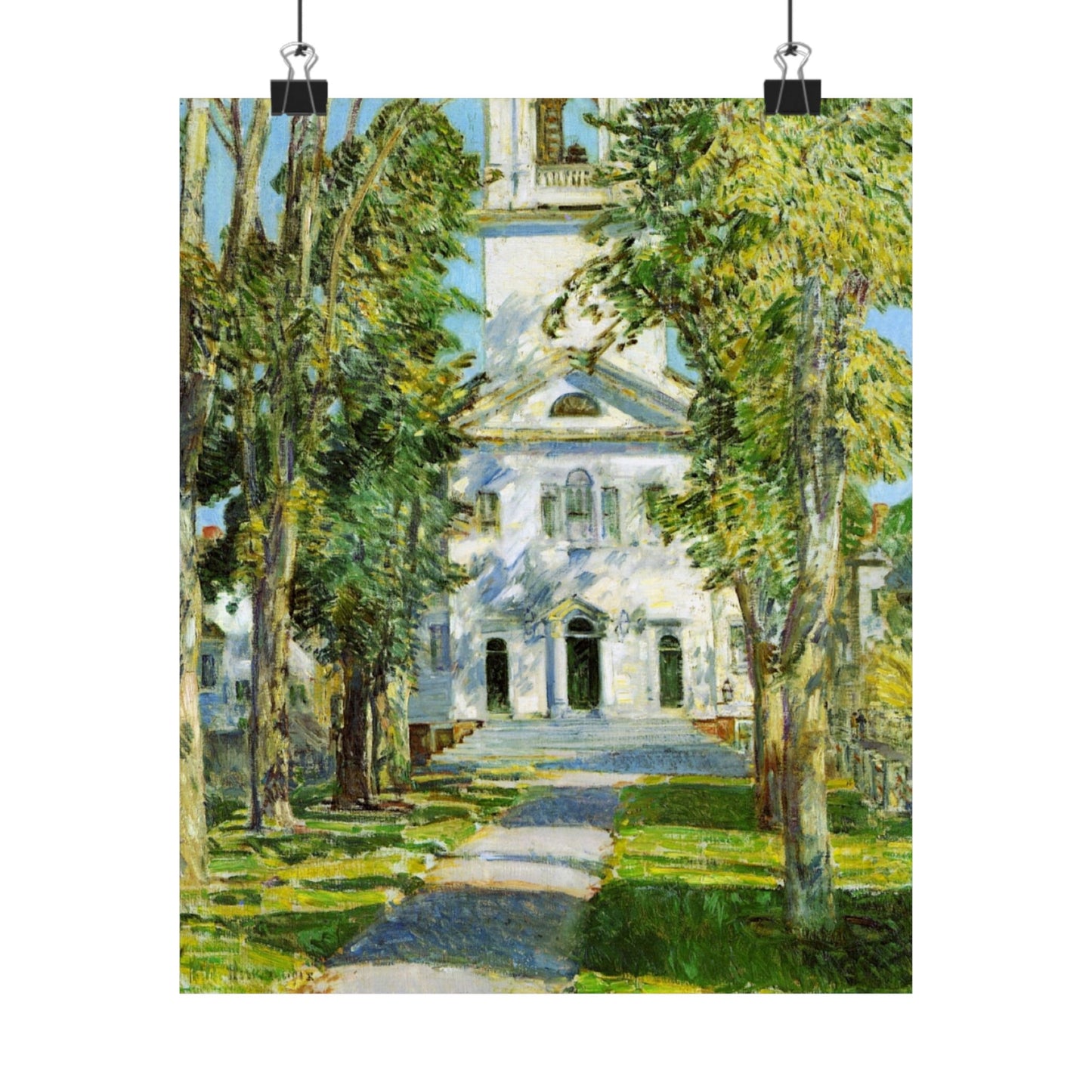 The Church at Gloucester by Childe Hassam, American Impressionist Art Print, New England Wall Decor