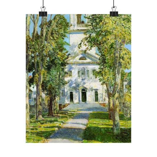 The Church at Gloucester by Childe Hassam, American Impressionist Art Print, New England Wall Decor