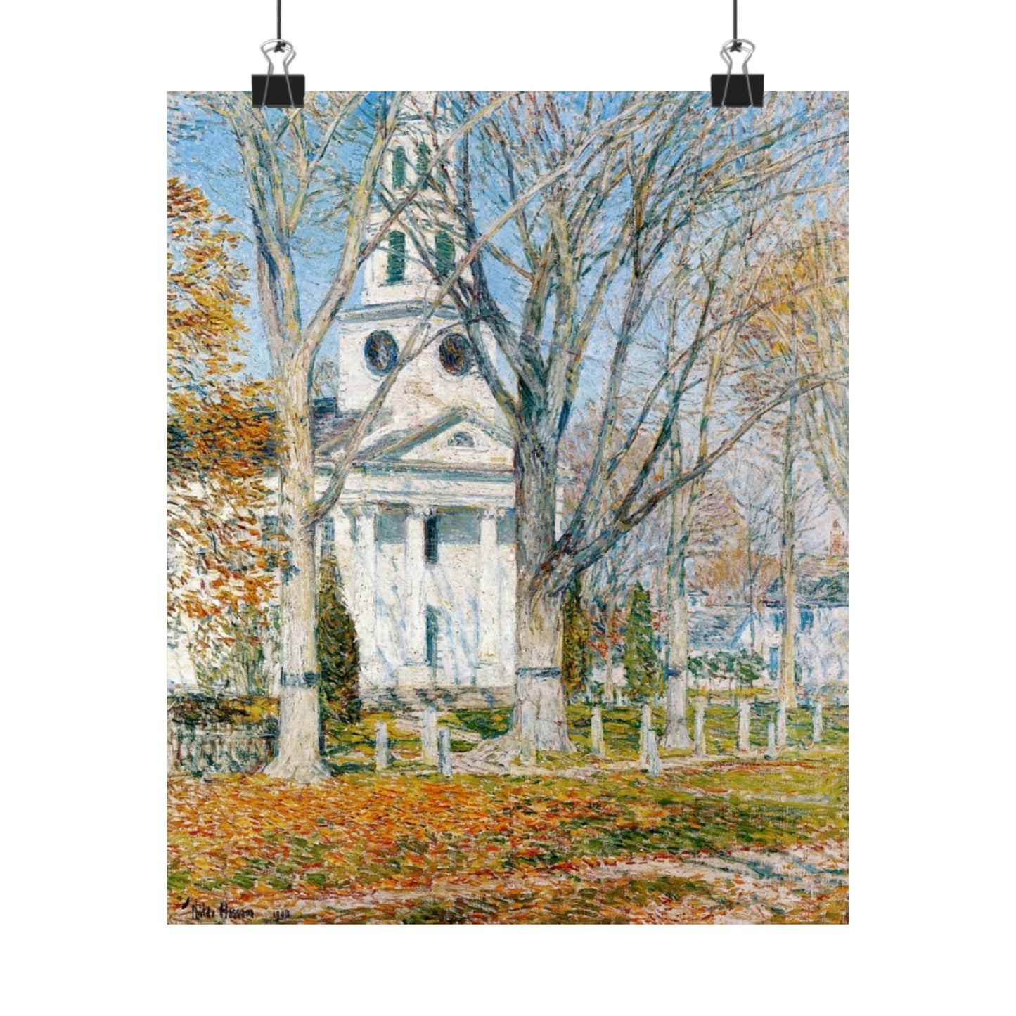Church at Old Lyme by Childe Hassam, Impressionist Cityscape Art Print, Classic American Artwork Poster