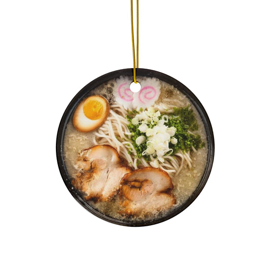 Japanese Ramen Ornament, Double-Sided Ceramic Decoration for Christmas Tree, Holiday Gift, Kitchen Decor, Gift for Foodies