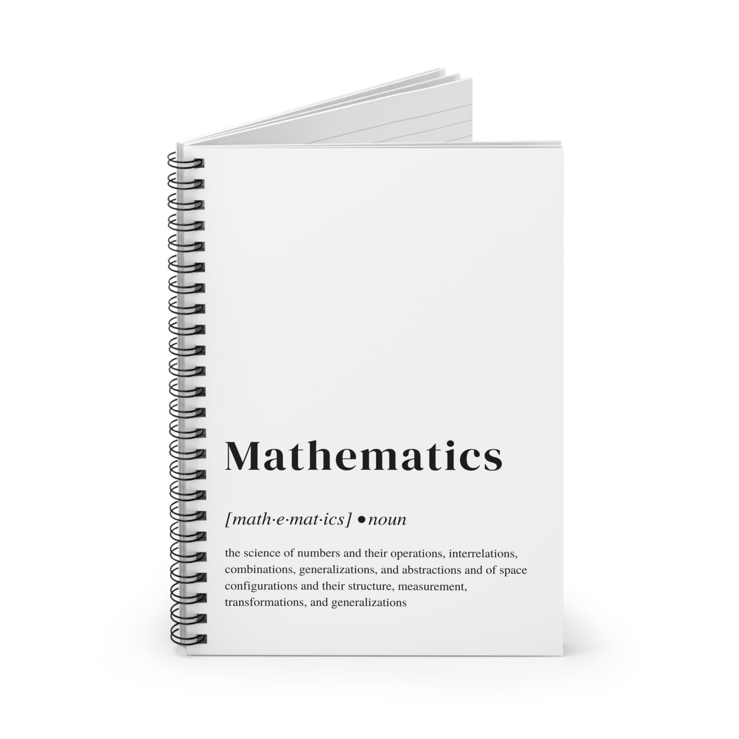 Mathematics Definition Spiral Notebook, Perfect Gift for Students, Back to School and University Supplies
