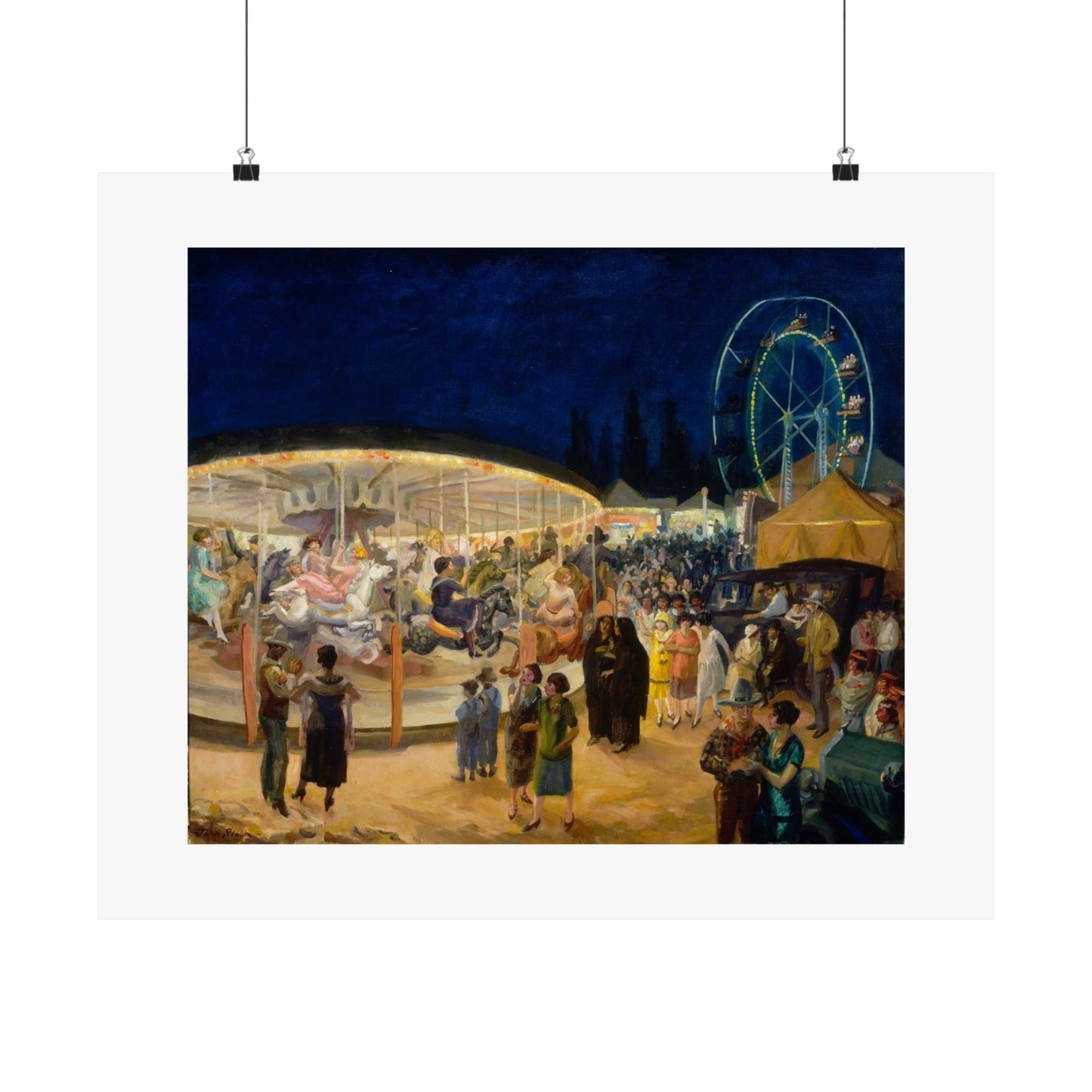 John Sloan's Travelling Carnival, Santa Fe 1924 Print - Vibrant Historical Art Poster
