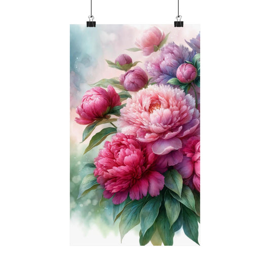 Watercolor Peonies Print, Floral Art Poster, Elegant Botanical Wall Decor for Feminine Spaces