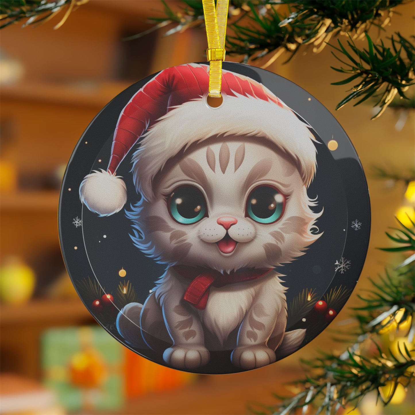 Christmas Ornament, Cute Kitten, Perfect Gift for Kids & Friends, One-Sided Holiday Decor, Celebrating New Year 2025