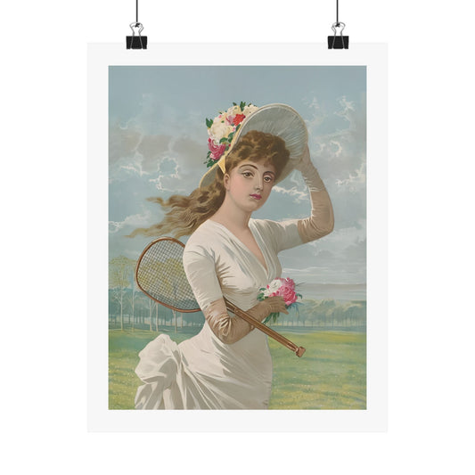 Art Print, Vintage Tennis Lady, Coquette Aesthetic Poster, Royalcore Inspired Wall Decor