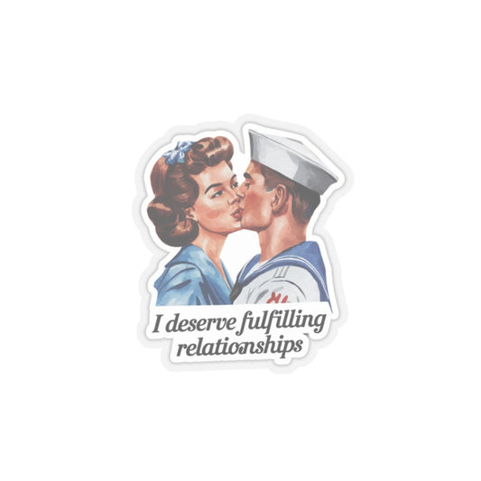 Affirmation Sticker, Attract and Manifest Love, Retro Romance Decal, I Deserve Fulfilling Relationships, Inspired by Iconic Kiss