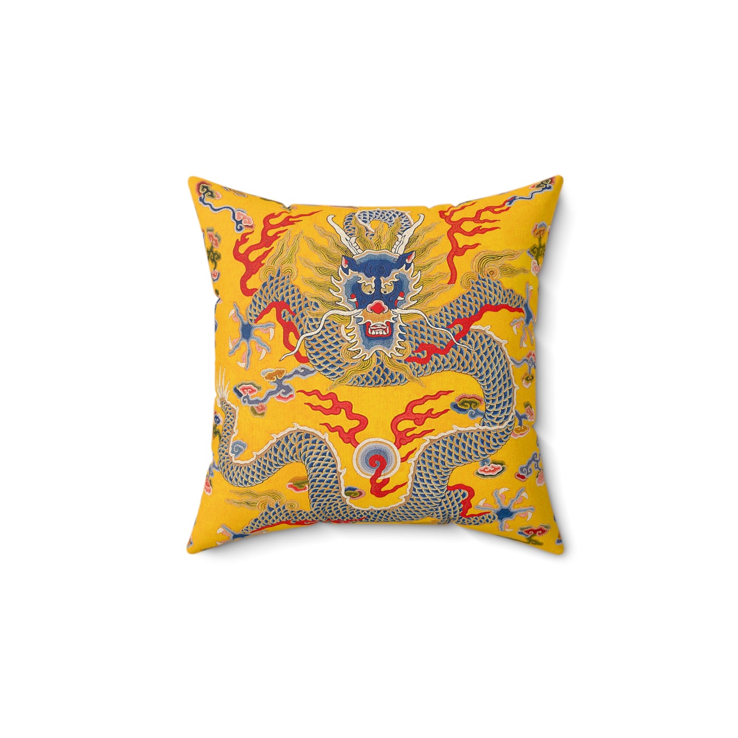 Chinese Dragon Square Pillow, Stylish Yellow Decorative Cushion, Asian Design, Perfect Housewarming Gift