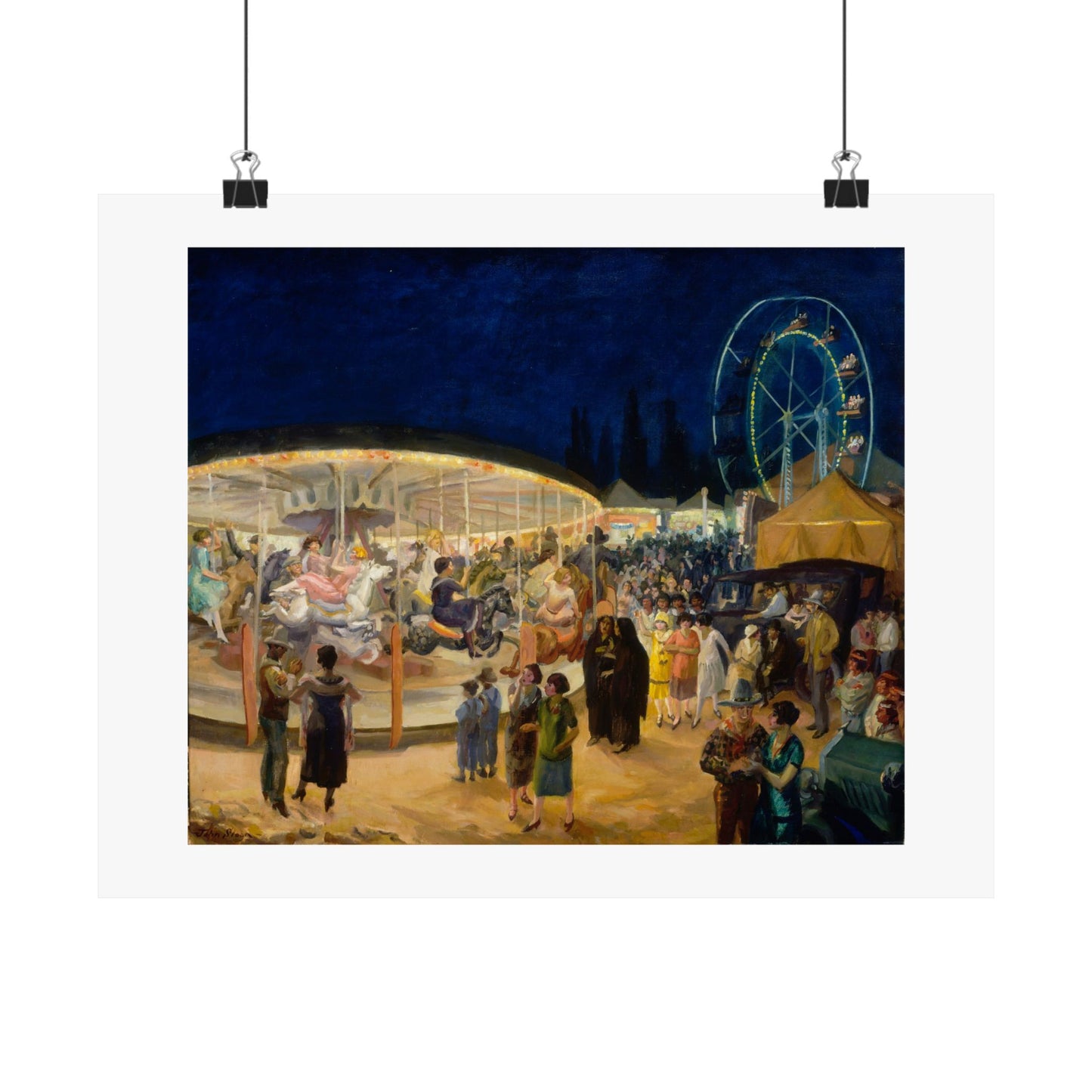 John Sloan's Travelling Carnival, Santa Fe 1924 Print - Vibrant Historical Art Poster