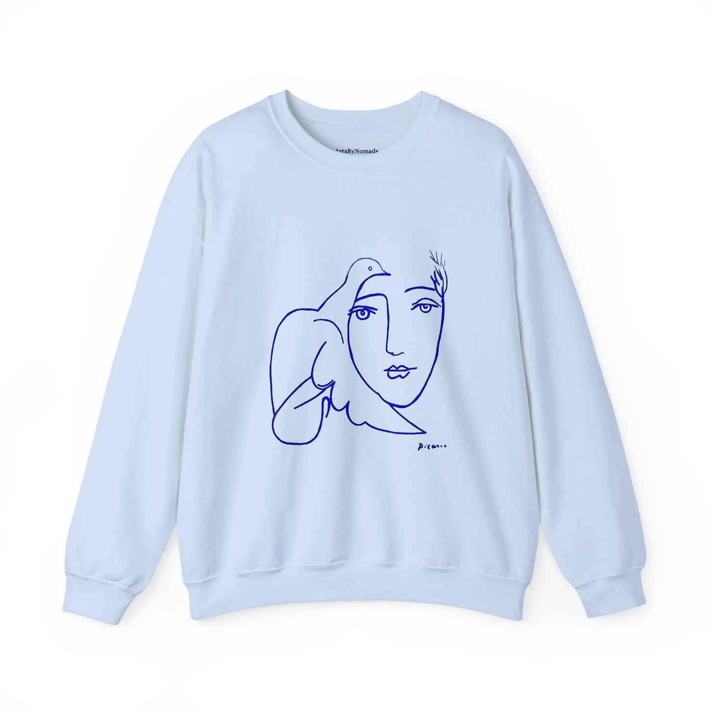 Picasso's Dove Sketch Sweatshirt, Abstract Face Line Art, Unisex Crewneck, Famous, Comfort Colors, Warm Apparel, Unique Style