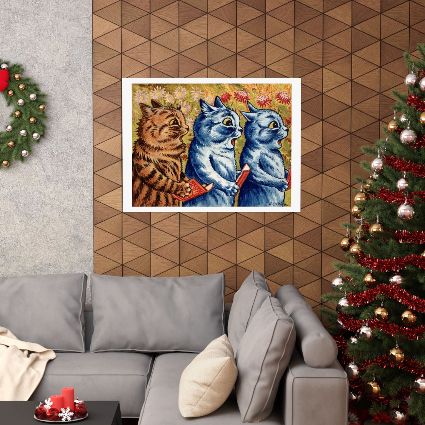 Louis Wain Three Cats Singing Poster, Charming Cat Wall Art, Perfect Cute Home, Kids Room and Dorm Decor Gift