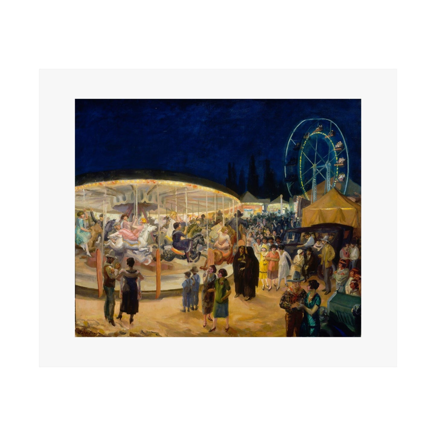 John Sloan's Travelling Carnival, Santa Fe 1924 Print - Vibrant Historical Art Poster