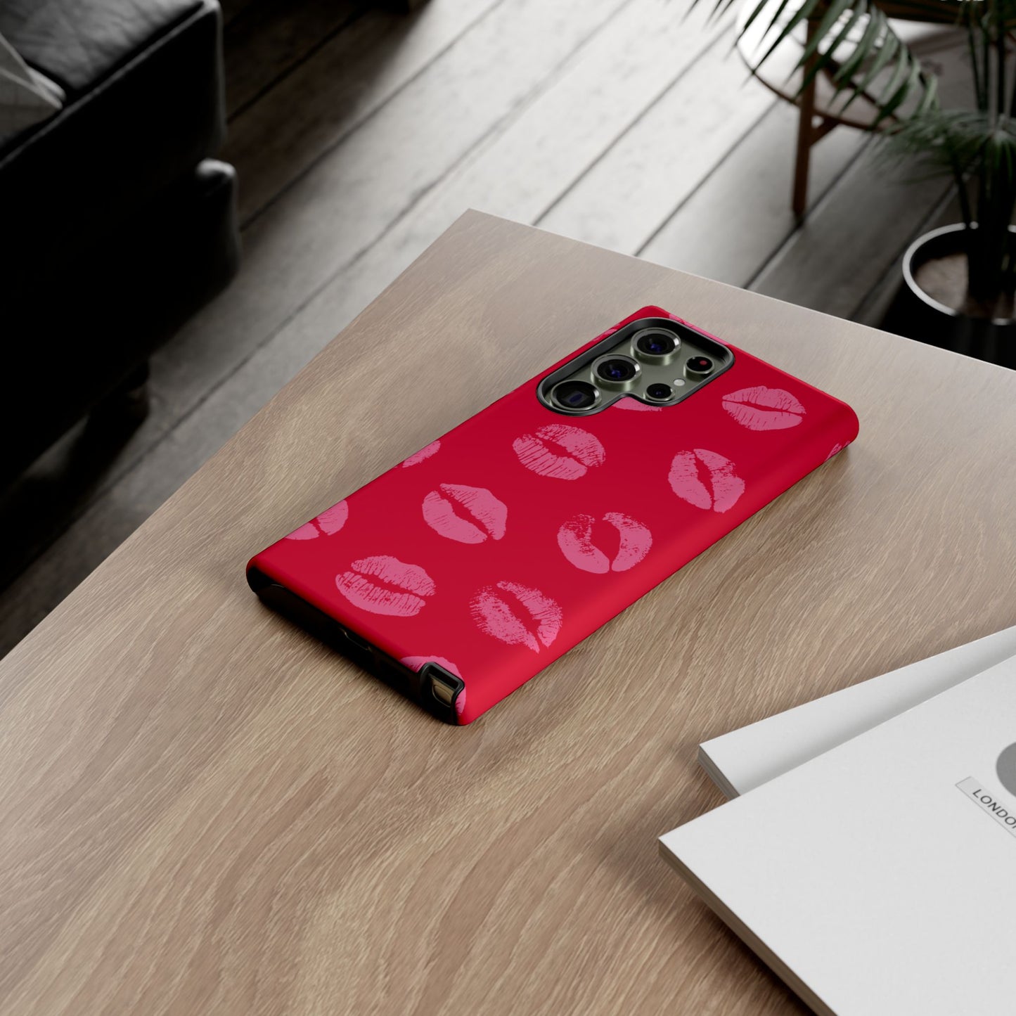 Lipstick Kisses Phone Case, Chic Tough Case for iPhone, Pixel, Galaxy, Stylish Gift for Girlfriend