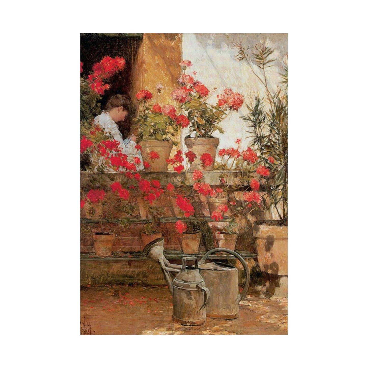 Childe Hassam Geraniums Print, Impressionist Floral Art Poster, Elegant Home Decor, Great Gift