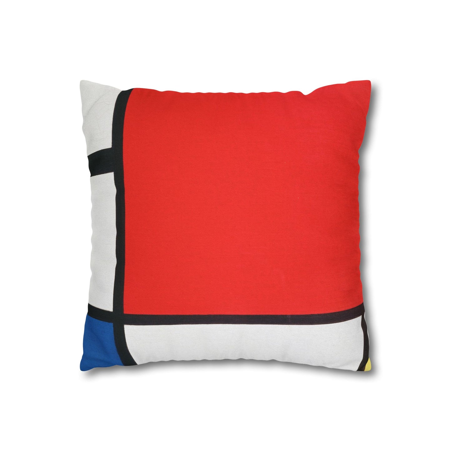 Square Pillowcase, Piet Mondrian Composition with Red Blue Yellow, Abstract Home Decor, Modern Interior, Housewarming Gift, Spun Polyester