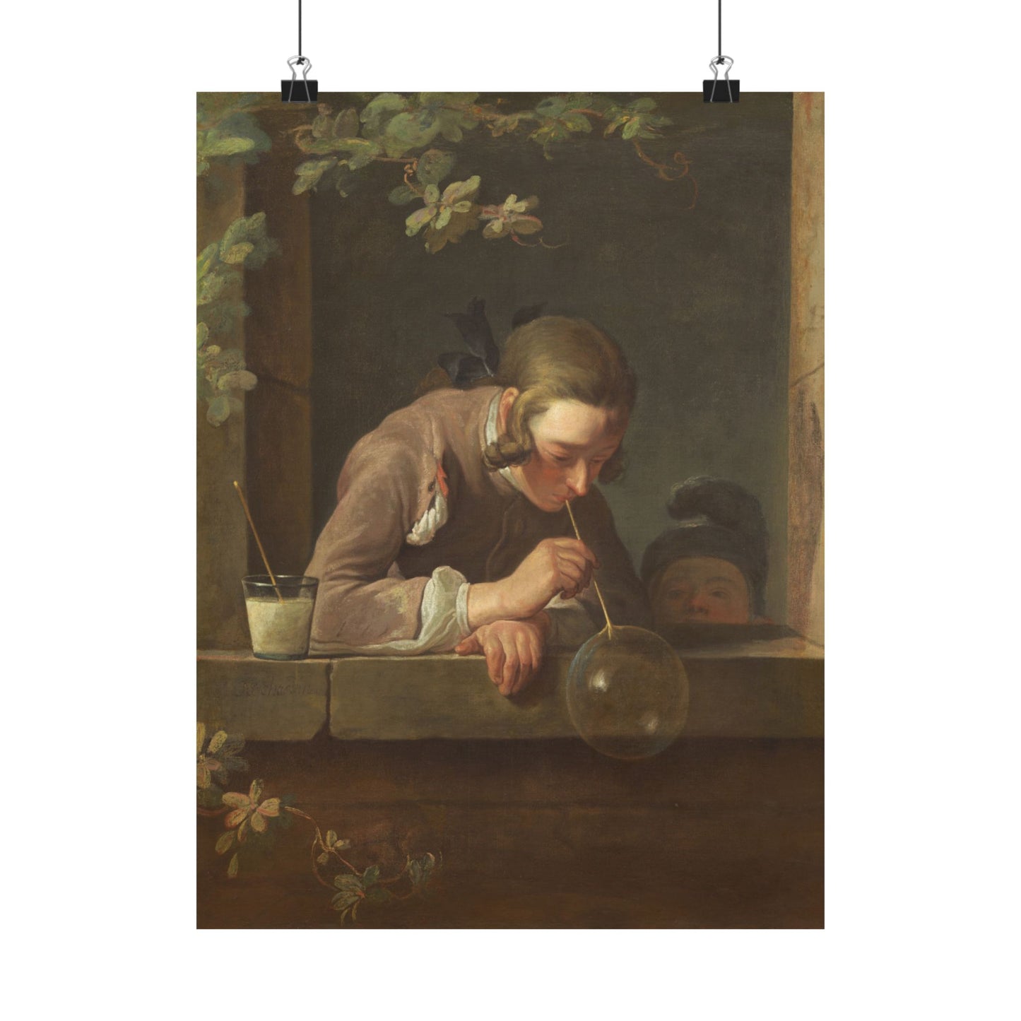 Rococo Art Print, Jean Simeon Chardin's Soap Bubbles Matte Poster, Perfect for Home Decor