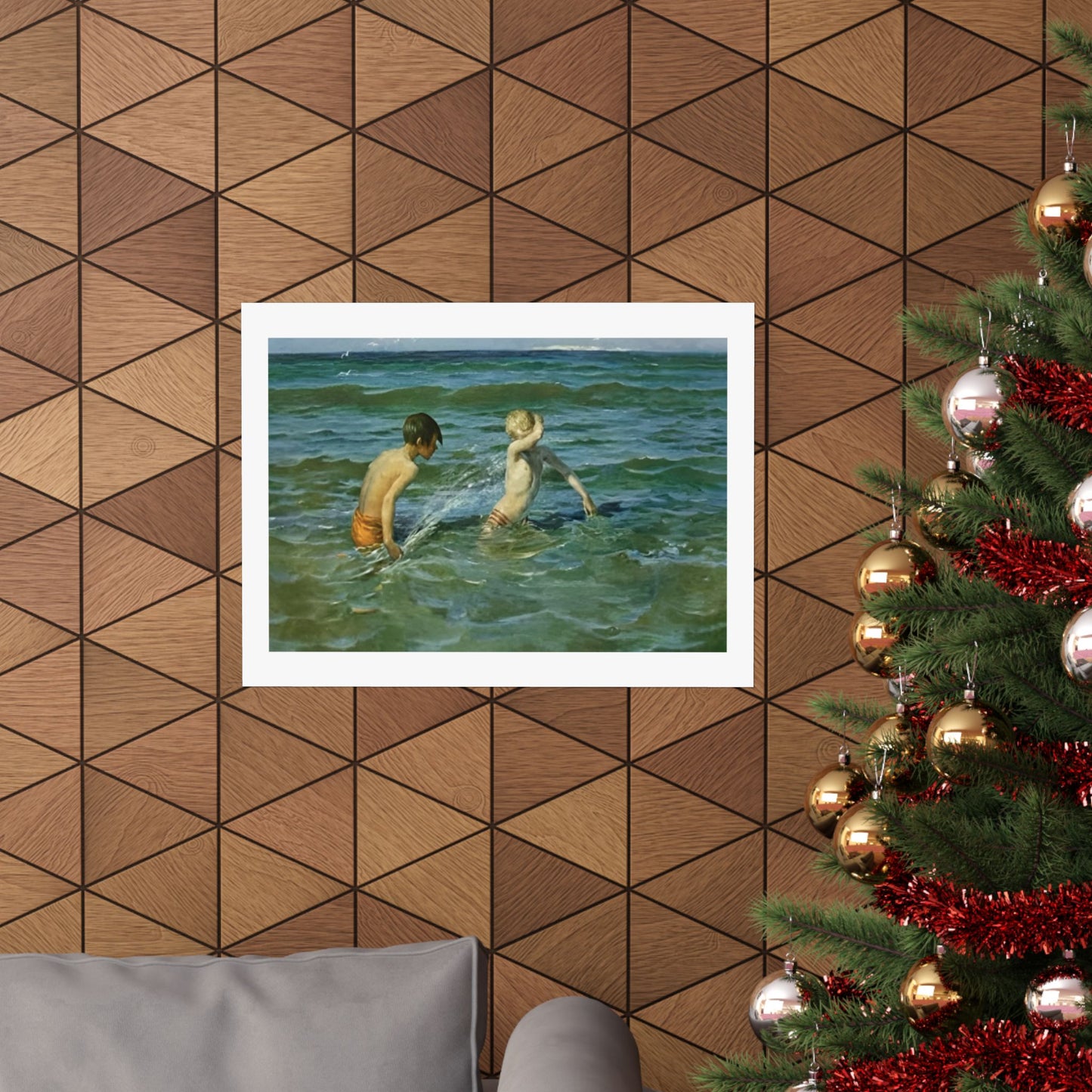 Coastal  Beach Art Poster by Virginie Demont Breton - Mousse et Terrien  - Enhanced Quality Sea Play Print - Rare Artistic Find