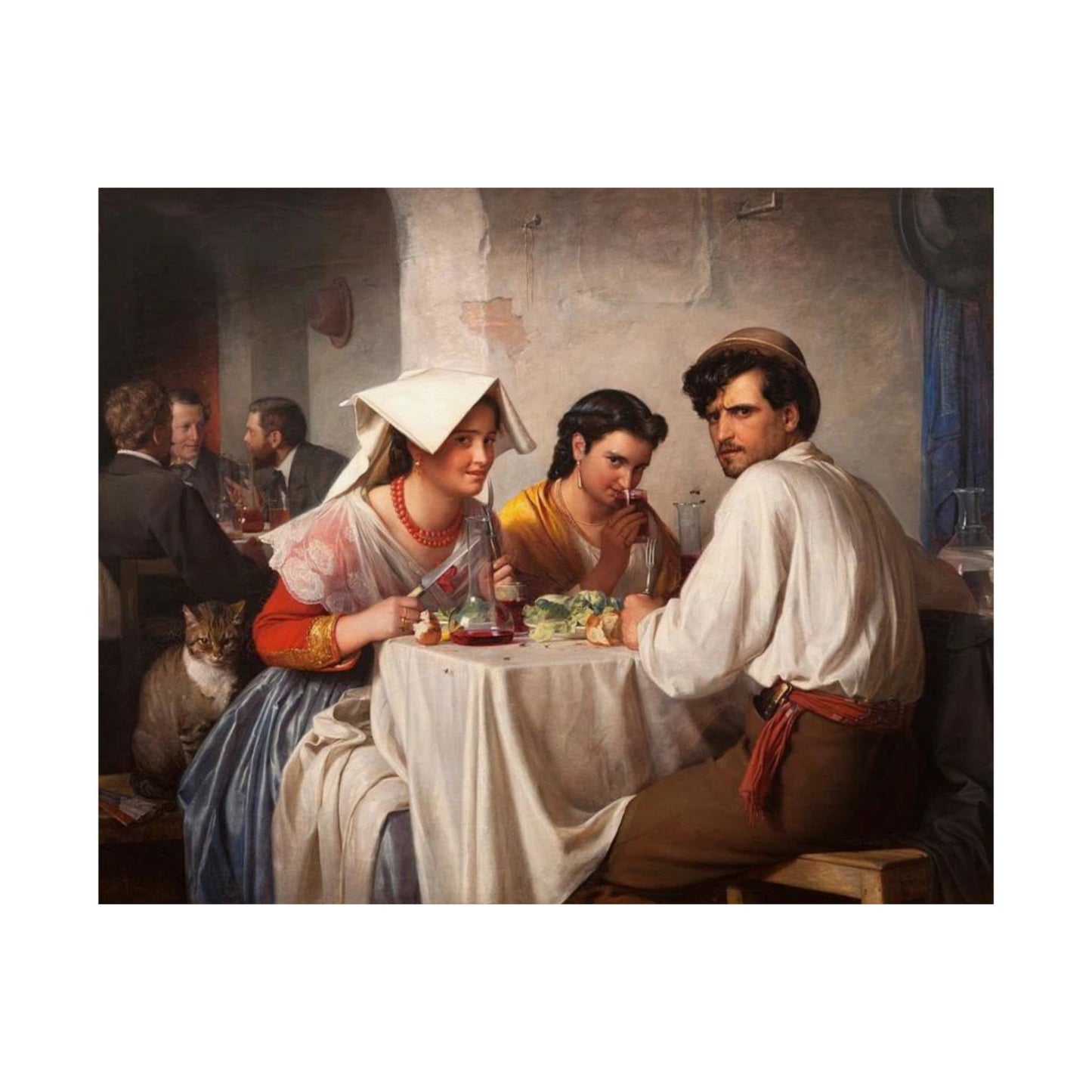 Carl Bloch's From a Roman Osteria - Classic Art Print - Famous Painting Turned Internet Meme - Romanticism period