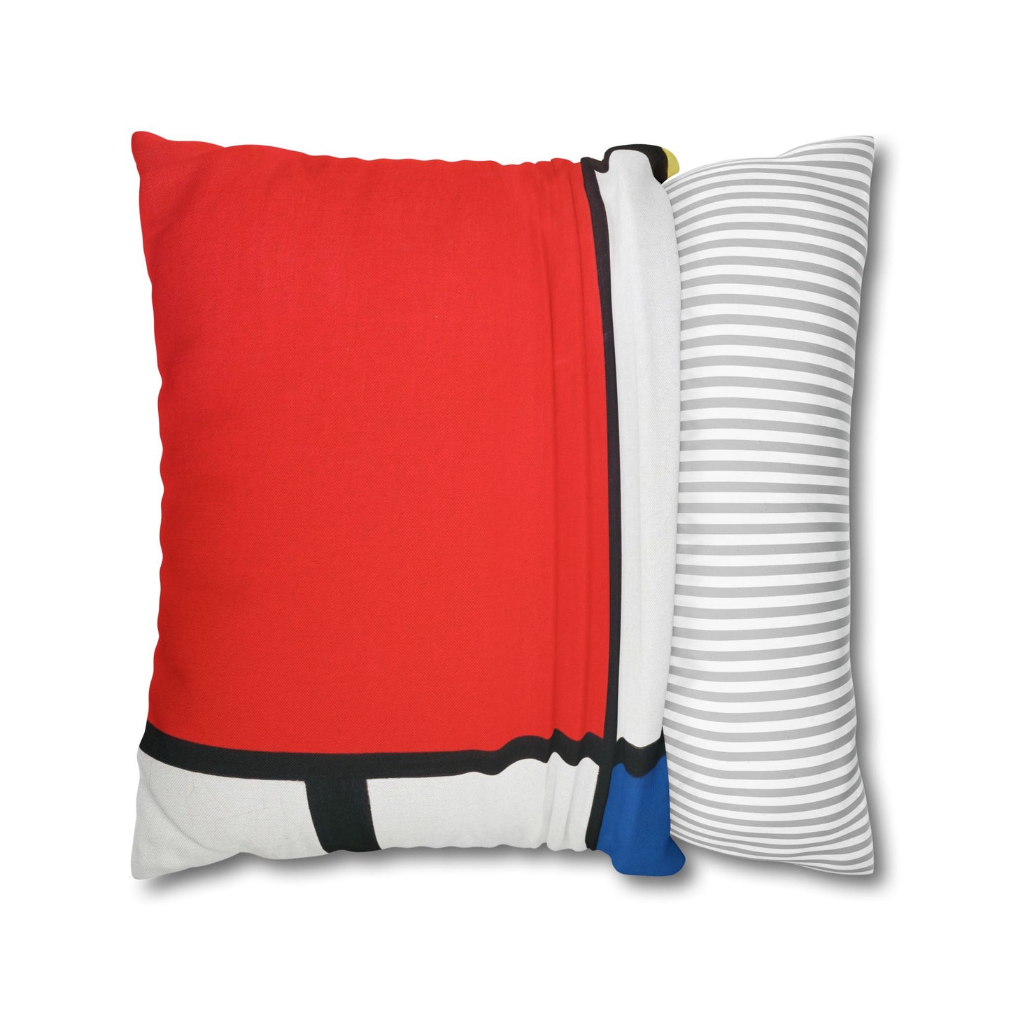 Square Pillowcase, Piet Mondrian Composition with Red Blue Yellow, Abstract Home Decor, Modern Interior, Housewarming Gift, Spun Polyester