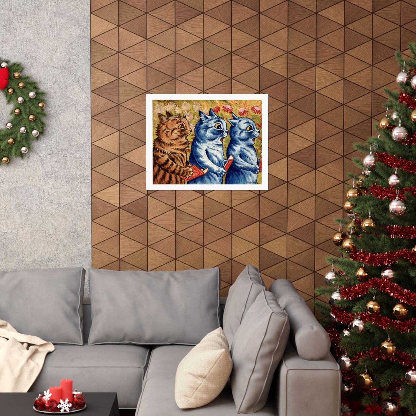 Louis Wain Three Cats Singing Poster, Charming Cat Wall Art, Perfect Cute Home, Kids Room and Dorm Decor Gift