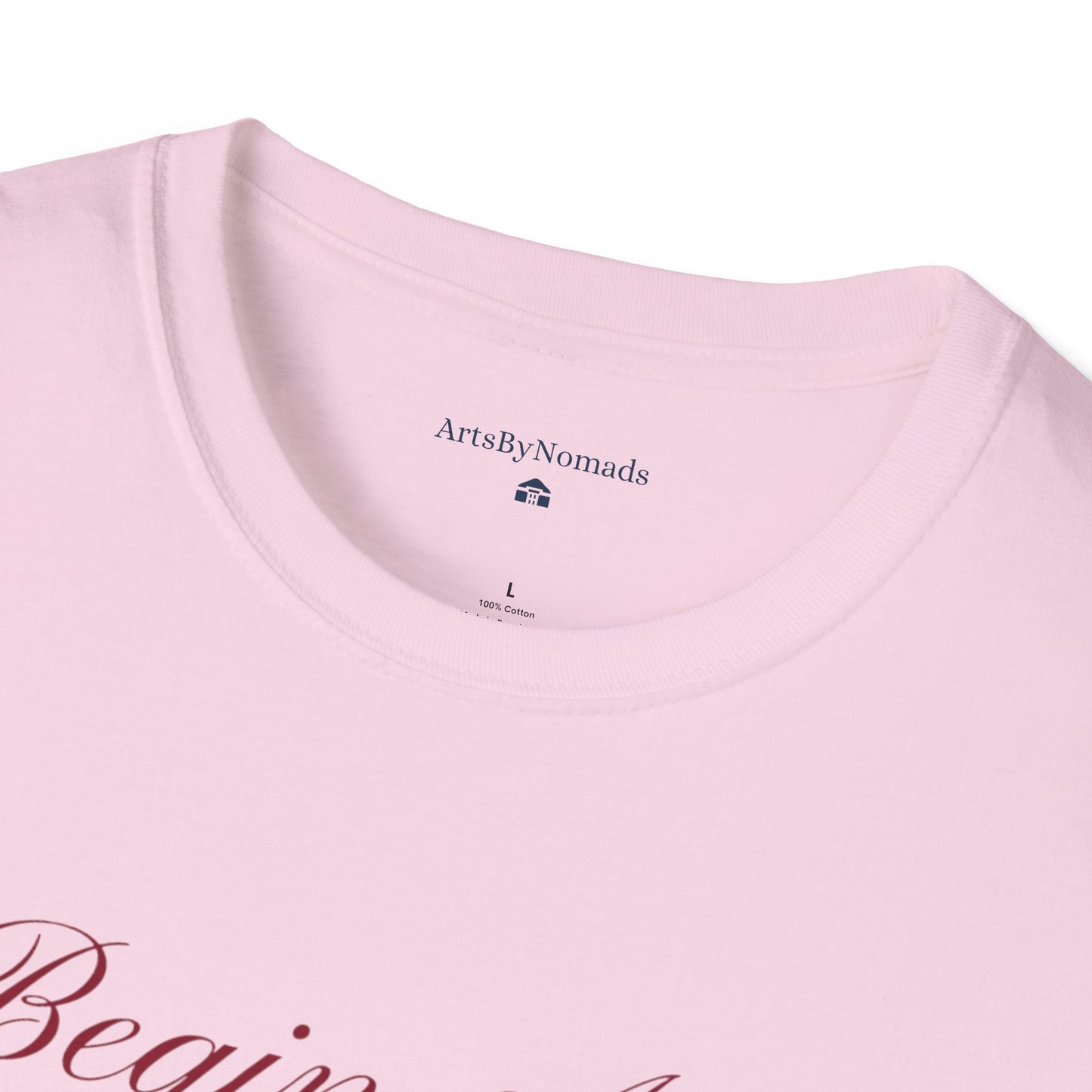 Begin Again Unisex Softstyle T-Shirt, Lyrics Attire, Minimalist Red Handwriting Font Tee, Elegant Tee, Statement Print Shirt